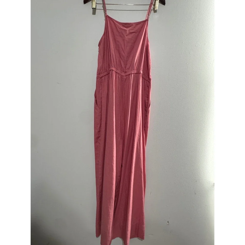 LOFT Outlet Womens Large Petite Pink Linen Blend Tie Front Wide Leg Jumpsuit NWT - Picture 7 of 10